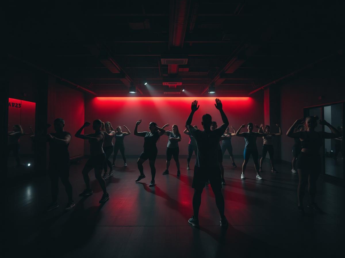 Group fitness class in the studio