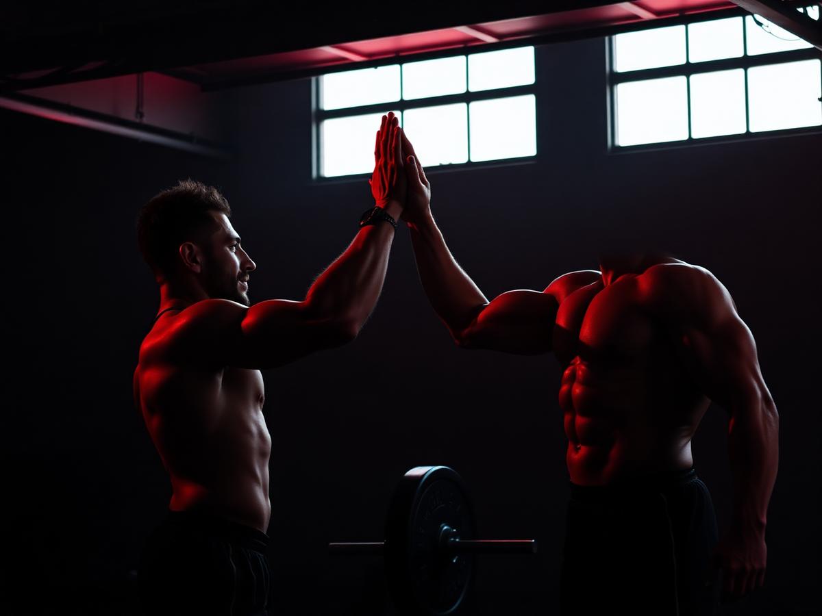 Two athletes sharing a high-five after a lift