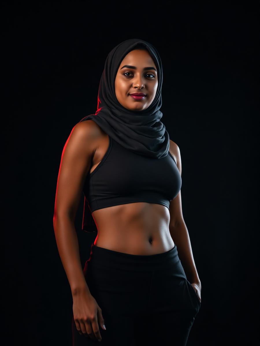 Portrait of member Amina standing in the gym
